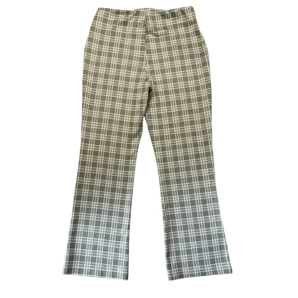 Altar'd State Green White Plaid Cropped Flare Pants Small Retro Boho - Image 9