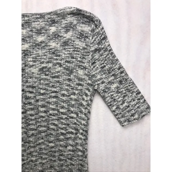 MOD REF Black White Marled Knit Short Sleeve V-Neck Cardigan‎ Sweater Small - Image 12