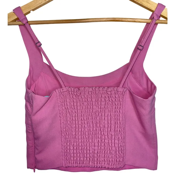 Abercrombie & Fitch Pink Smocked Corset Crop Top Cropped Tank Top Womens Size S - Image 3