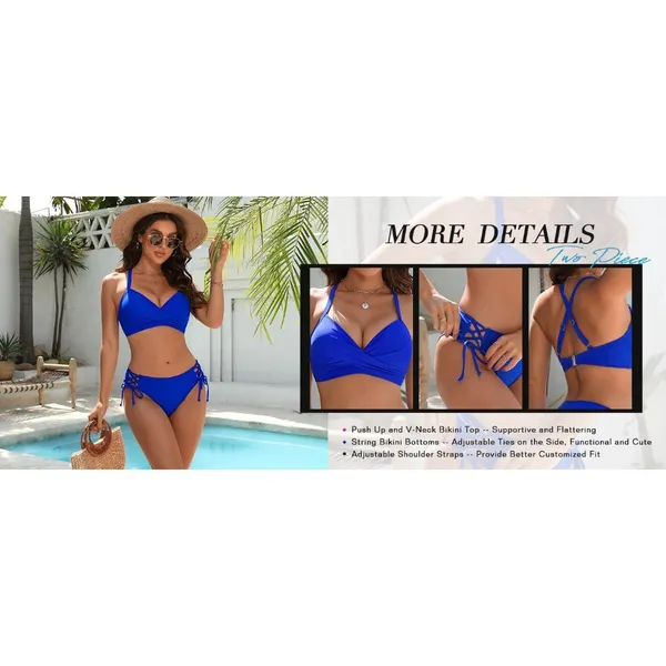 Blooming Jelly Hot Pink Bikini Cheeky 2-Piece Swimsuit Criss Cross Straps LARGE - Image 7