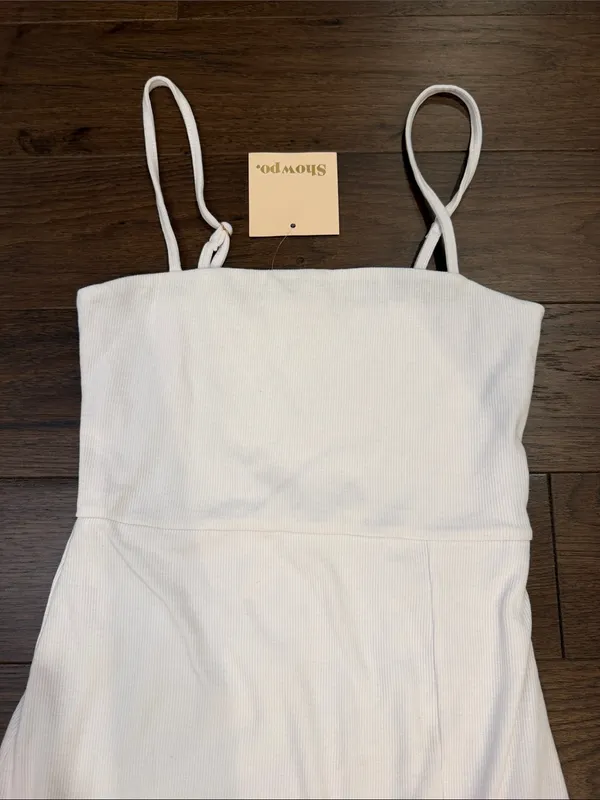 Showpo. Island Babe Mini Ribbed Spaghetti Strap Dress Size 4 NWT - C27-151 - Image 4