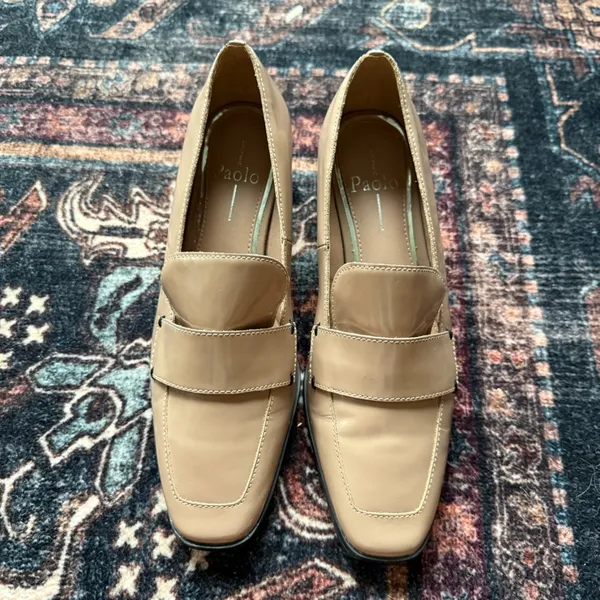 Linea Paolo Nude Square Toe Block Heels Patent Leather‎ Casey - Image 4