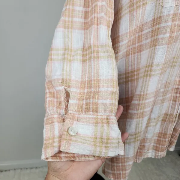 American Eagle Linen Blend Oversized Plaid Shirt - Image 10