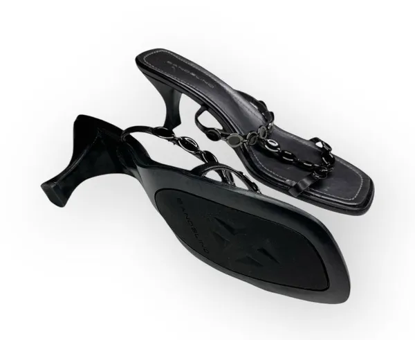 new Bandolino 𒀭 T Strap Kitten Heels Mules Sandals 𒀭 Black Leather 𒀭 10M 𒀭 SJP - Image 11