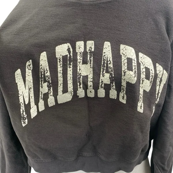 Madhappy Women's Charcoal Gray Spellout Logo Long Sleeve Sweatshirt Top Size L - Image 3