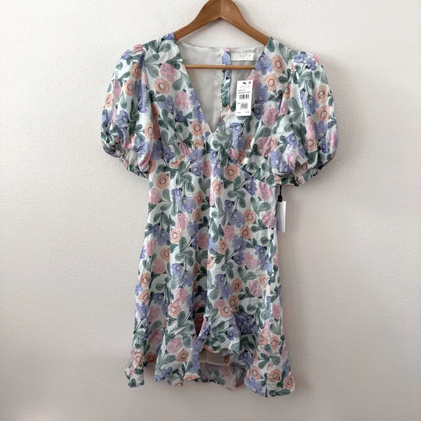 NWT Astr The Label Floral Puff Sleeve Cutout Dress L - Image 5