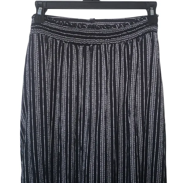 Emberley Striped Tie-Waist Button Down Maxi Skirt Black White - Image 4