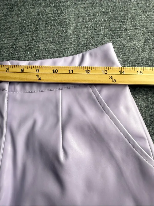 TCEC Women’s Smqll Lilac High-Waist pleather lined Shorts - Image 4
