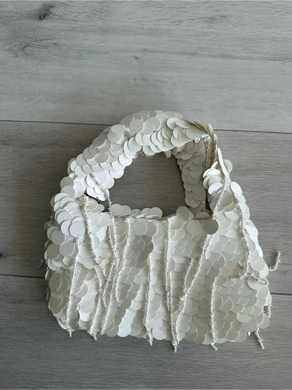 Pretty Little Thing Sequin Shaggy Mini Bag White OS NWT IN PACKAGE - Image 6