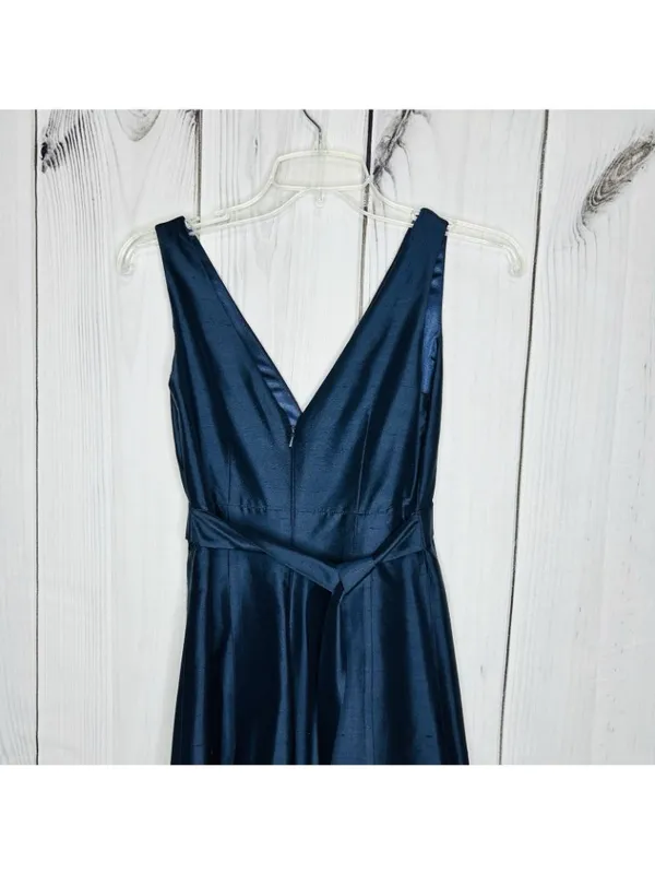 Jenny Yoo Silk Chiffon Navy Blue Gown Formal Evening Dress Sleeveless Sz 0 - Image 6