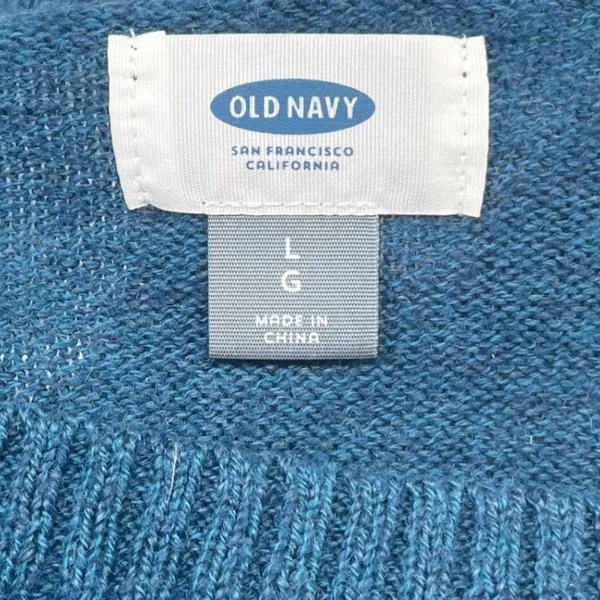 Old Navy Womens Blue Marl Boatneck Drop Shoulder Knit Sweater Large - Image 4