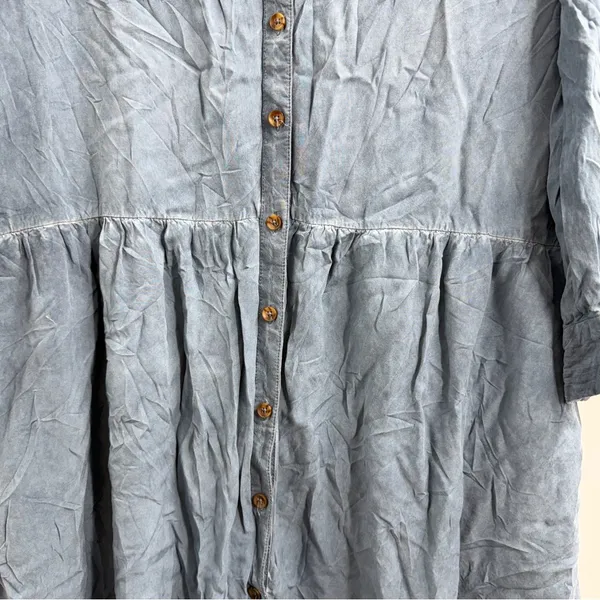 Anthropologie Pilcro Kimberly Maxi Dress Small Blue Chambray Button Front - Image 3
