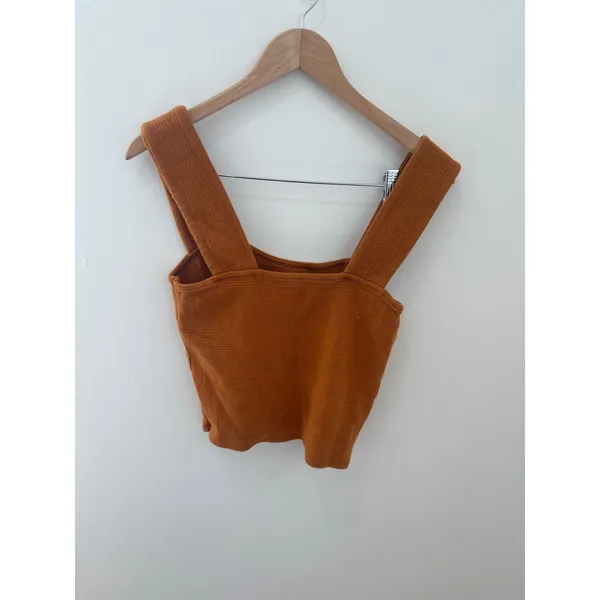 Daily Practice‎ by Anthropologie Rust Orange Ribbed Knit Crop Tank Top Small - Image 3