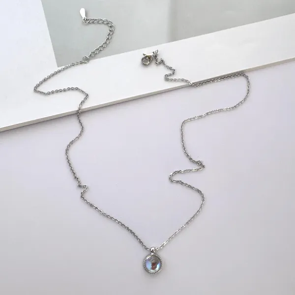 Simple style Adjustable Pendant Necklace for Women Silver - Image 5