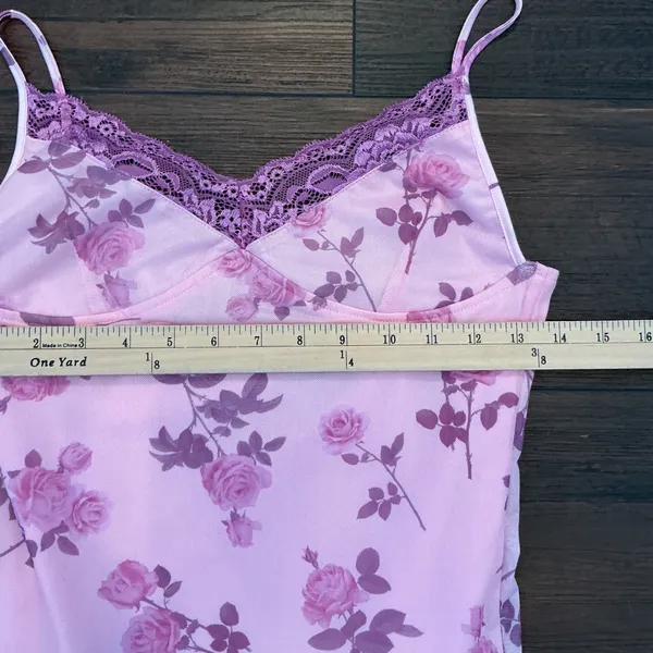 Motel Rocks Mini Dress Pink Floral Mesh Lace Trim Side Slit S - Image 6