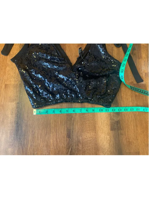 Forever 21 Black Sequin Crop Top Size XS - Image 6