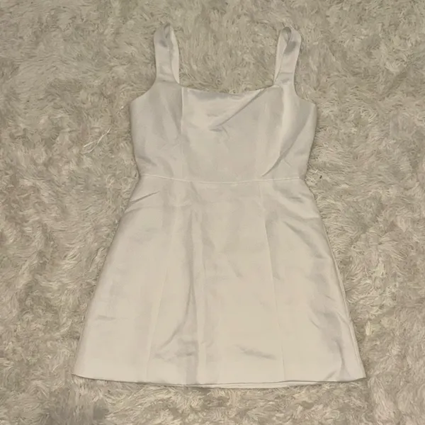 NEW ELLIATT Amelie Square Neck Duchesse Ivory Satin Cocktail Minidress Sz S - Image 4