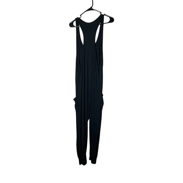 Aerie Black Ribbed‎ Racerback Tank Jumpsuit Romper Cargo Pockets Women's Size L - Image 4