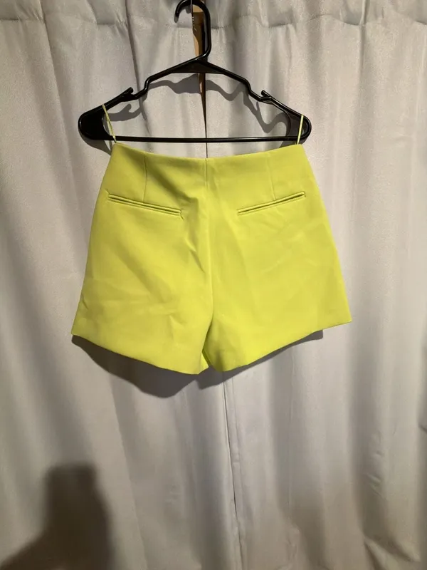 Zara Neon Lime Wrap-Front Skort - Image 3