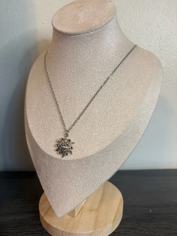 Handmade Silver Floral Sun Necklace - Image 4