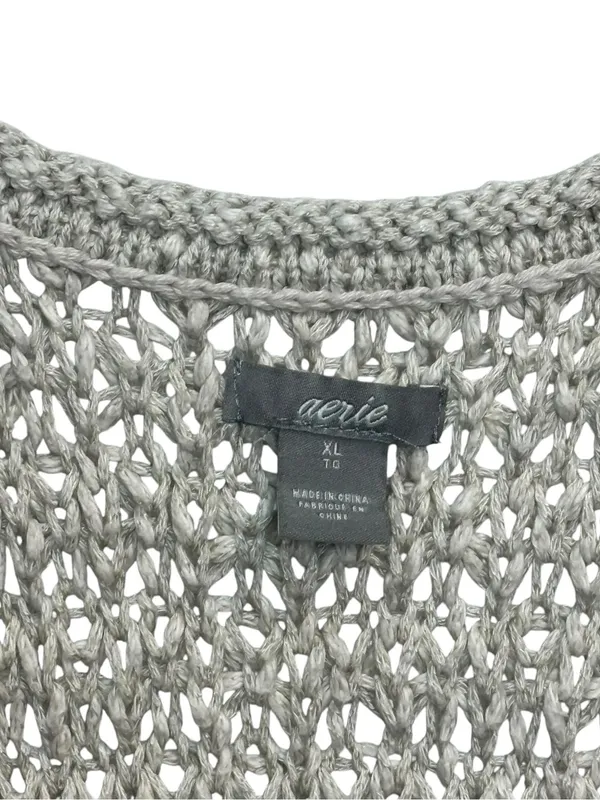 Aerie Gray Open Knit Sweater Tank Top Size XL Sleeveless Scoop Neck - Image 5