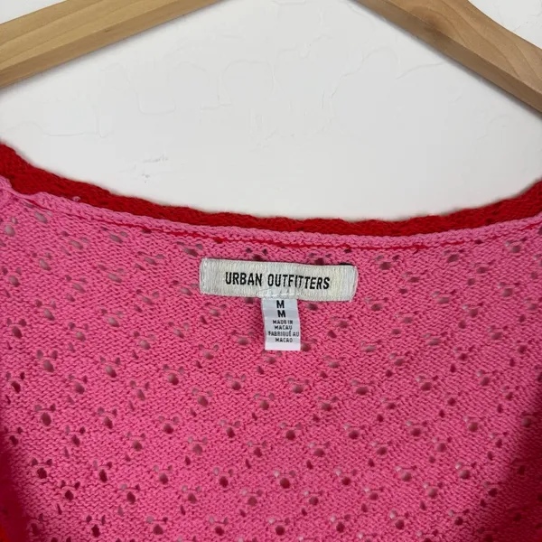 Urban Outfitters Gabriella Fly-Away Knit Babydoll Top Red Pink - Image 5