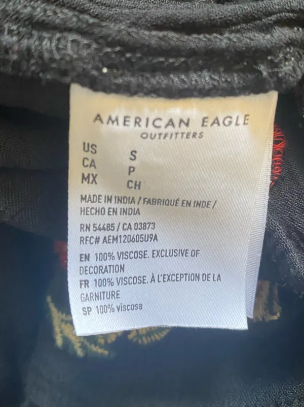 American Eagle Boho Embroidered Black Peasant Blouse Festival Feminine S - Image 6