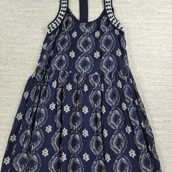 Abercrombie & Fitch Maxi Dress Womens XS Navy Racerback Tiered Empire Babydoll - Image 3