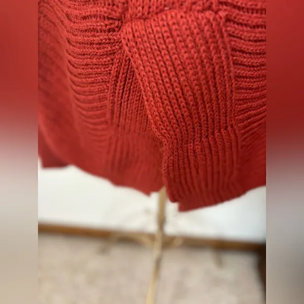Sunday in Brooklyn Open Front Cardigan Ribbed Knit Small Rust Orange - Image 8