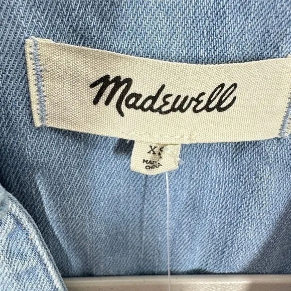 Madewell Chambray Denim Tunic Dress‎ V Neck Sleeveless Shirt Dress Shift Casual - Image 8