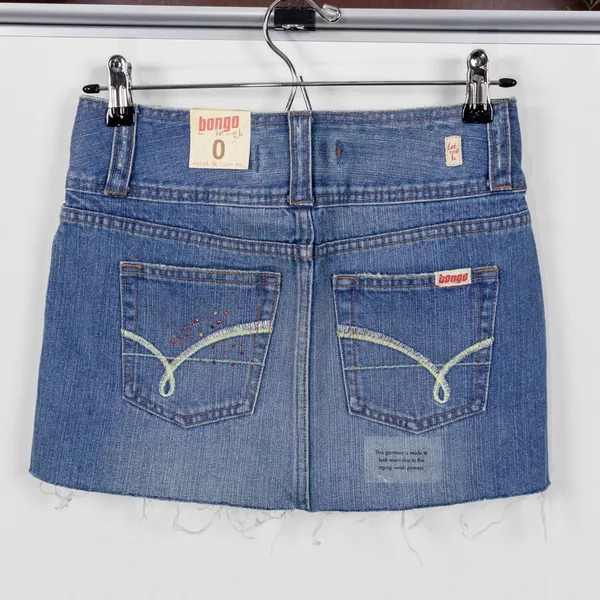 Bongo NWT  Distressed Rhinestone Denim Micro Mini Skirt - Image 2