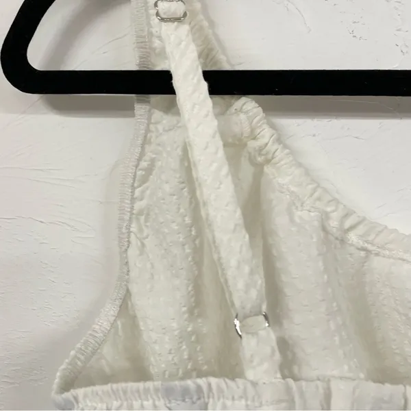 Zara White Cottage Core Swiss Dot Crop Top Blouse Womens M Summer Beachy - Image 4