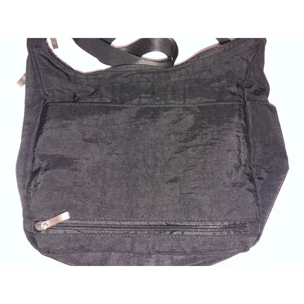 Satchelli Anti Theft RFID Crossbody Travel Bag Hobo Purse Black Floral Accent - Image 3