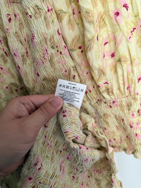 Faithful The Brand Gombardy Dress yellow‎ floral smocked long sleeve - Image 5
