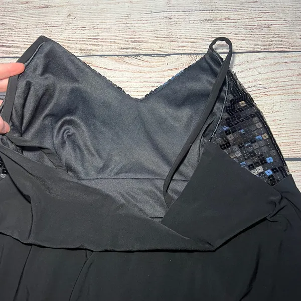 VTG y2k R&M Richards Black Sequin Babydoll Top USA‎ Made Party Womens 10 Elegant - Image 7