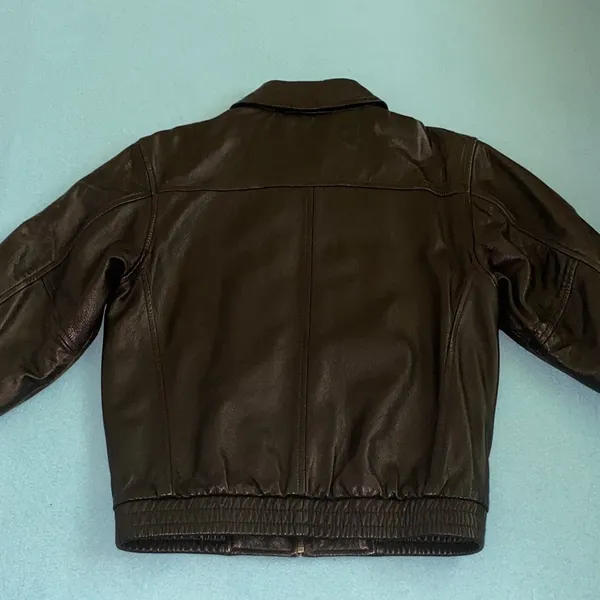 CHEROKEE leather zip up long sleeve 2 pockets derby jacket coat black size M - Image 2