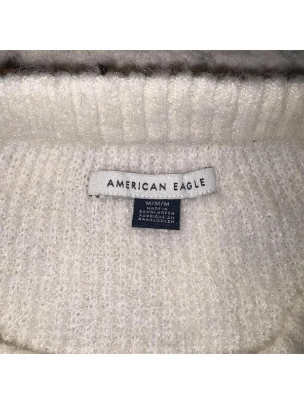 American Eagle Cream Knit Womans Medium Crew Neck Sweater Cozy Casual AE Apparel - Image 5