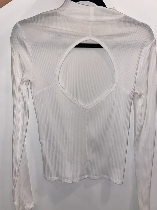 White Long Sleeve Mock Neck Shirt - Image 2