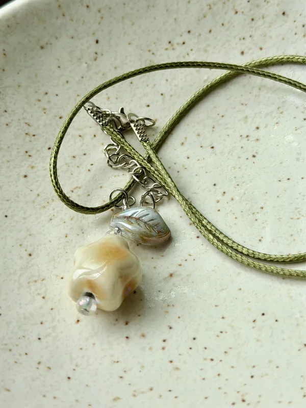 Handmade ceramic star boho fairy cottage necklace⭐️💚 - Image 5