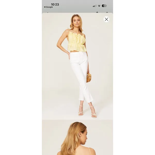 Bardot Margo Barely There Open Back Ruffle Top Yellow Large US 8 - Image 14