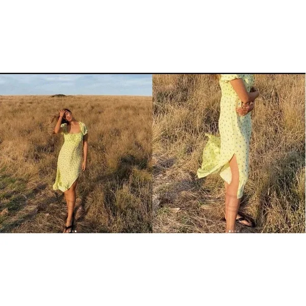 NWT‎ FAITHFULL THE BRAND Bette Floral Midi Dress in Yellow Size M (US 6) $189 - Image 4