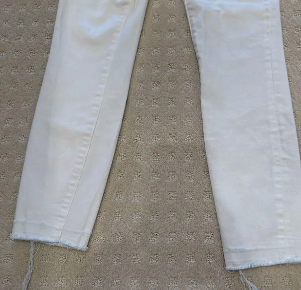 Abercrombie & Fitch Simone High Rise Ankle Jeans White Distressed Hem Size 25 0R - Image 3
