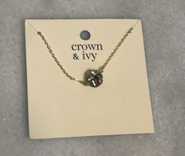 Crown & Ivy necklace Love knot gold tone jewelry New OS - Image 5