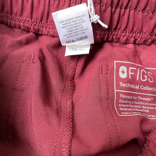 FIGS Yola High Waisted Scrub Pants Burgundy Petite Size XS NEW - Image 9