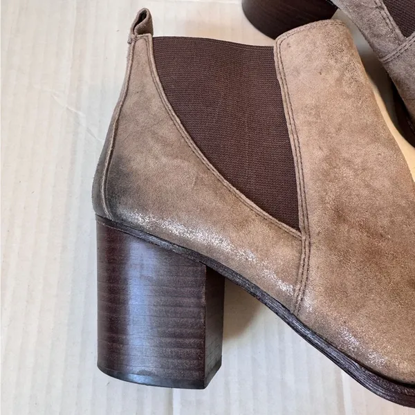 Sofft Brown Metallic Leather Chelsea Ankle Boots Women’s 10 Fall Casual Chunky - Image 3