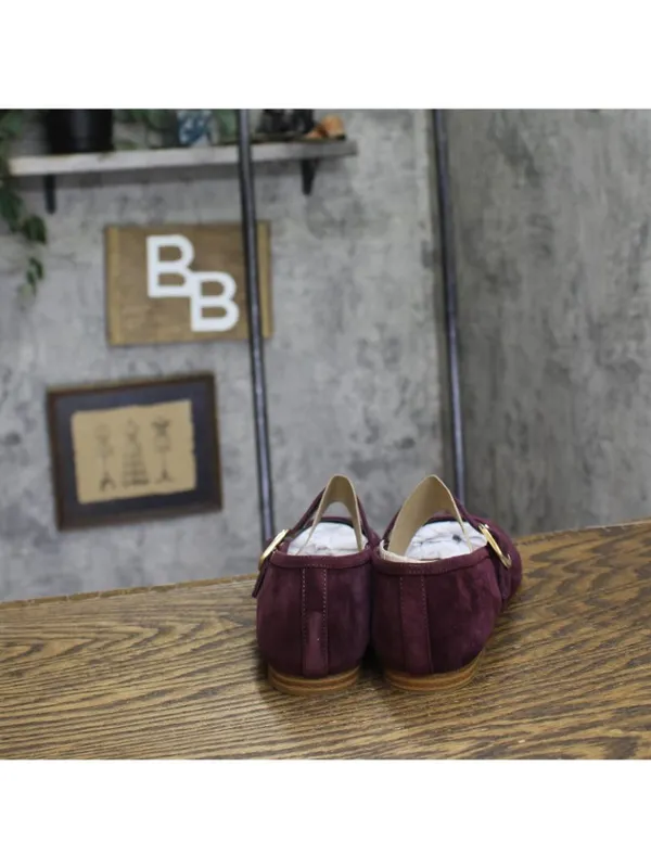 NWT Marc Fisher Dress Flats with Square Toe and Ankle Strap Red Suede Purple 8M - Image 10
