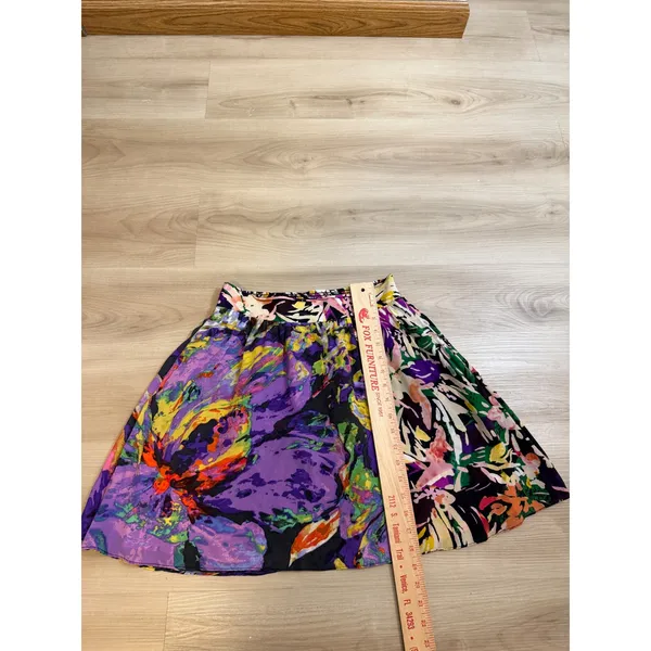 Maeve‎ Mini Skirt Multicolor S Womens Floral Silk Smocked Waist Casual - Image 6