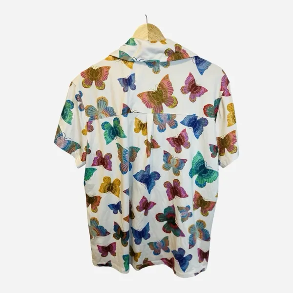 Show Me Your MuMu Pajama Top XS Sunday Morning Rainbow Butterflies Short Sleeve - Image 3