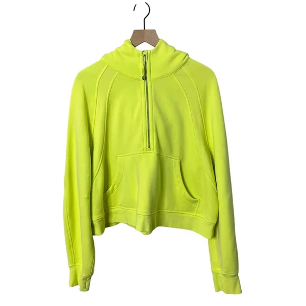 Lululemon Scuba Oversized Half Zip‎ Hoodie Electric Lemon Womens Size XL / XXL - Image 4