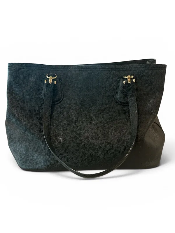 Coach Black Leather Tote Bag with Long Shoulder Strap - Image 2
